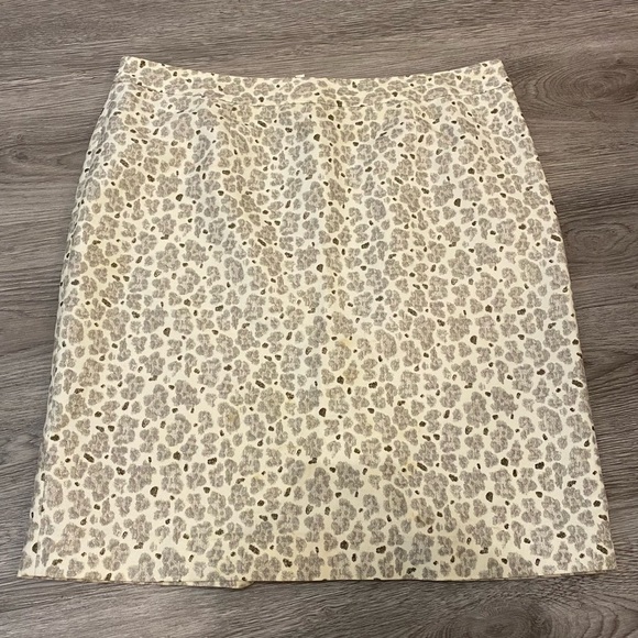 Ann Taylor Loft Skirt - cream and grey cheetah print- size 12 - Picture 1 of 5